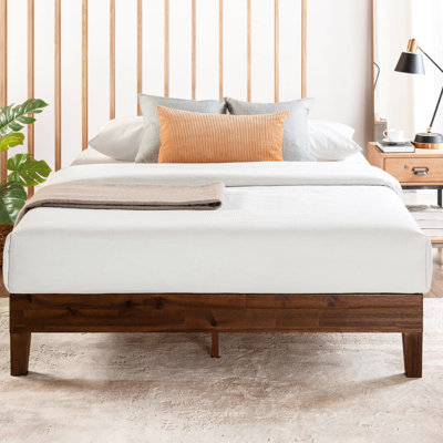 Solid Wood Platform Espresso Bed With Wooden Slats No Box Spring Needed Easy Assembly 12 Inch