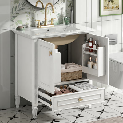 Meuble-lavabo simple avec comptoir en céramique