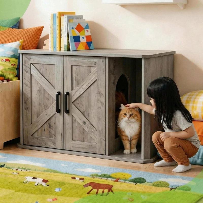 Metal Litter Box Enclosure, Grey
