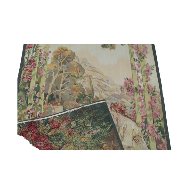 Hand-Knotted High-Quality Green and Beige Runner