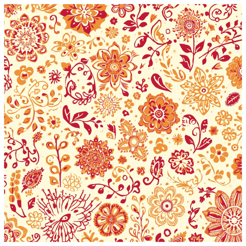 Tapisserie murale à motif floral complexe - décoration murale florale, 50 po H x 60 po L avec 4 œillets
