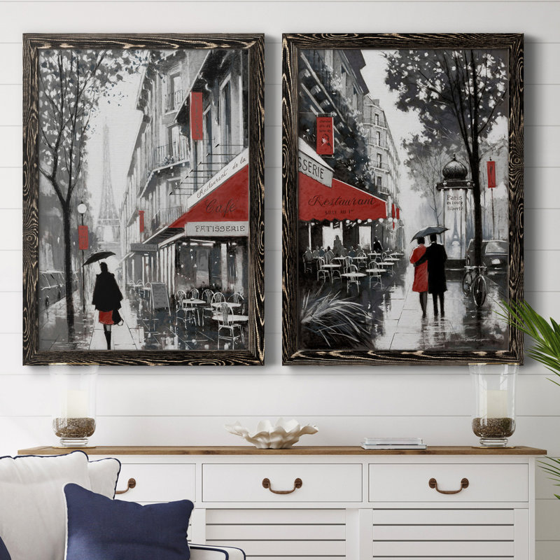 «Rainy Paris I», ensemble de 2 reproductions d'art, H 44 po x l 31 po x P 1 po, H 31,5 po x l 47 po x P 1,5 po, Pas de tapis
