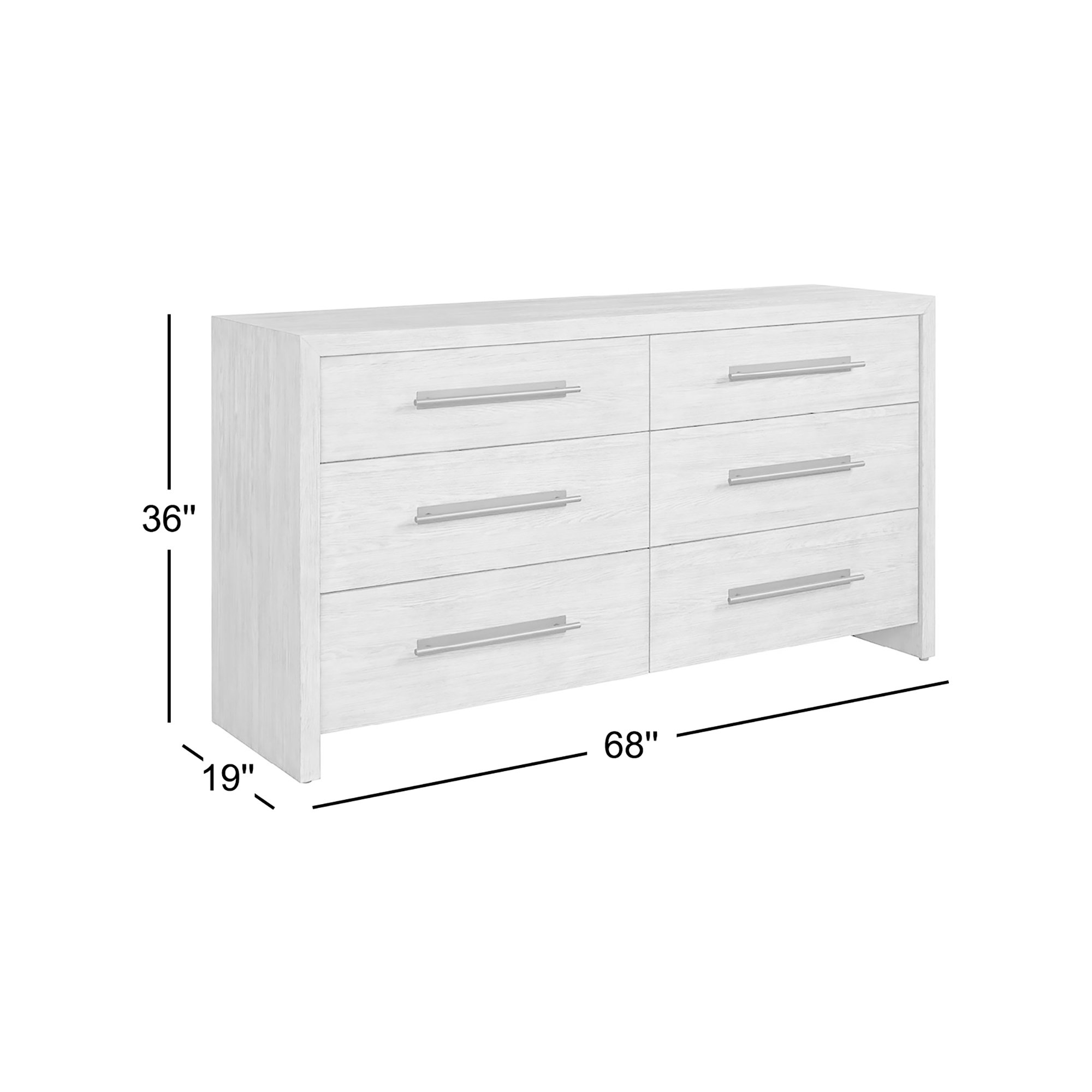 Baxley 6 - Drawer Double Dresser, Gray