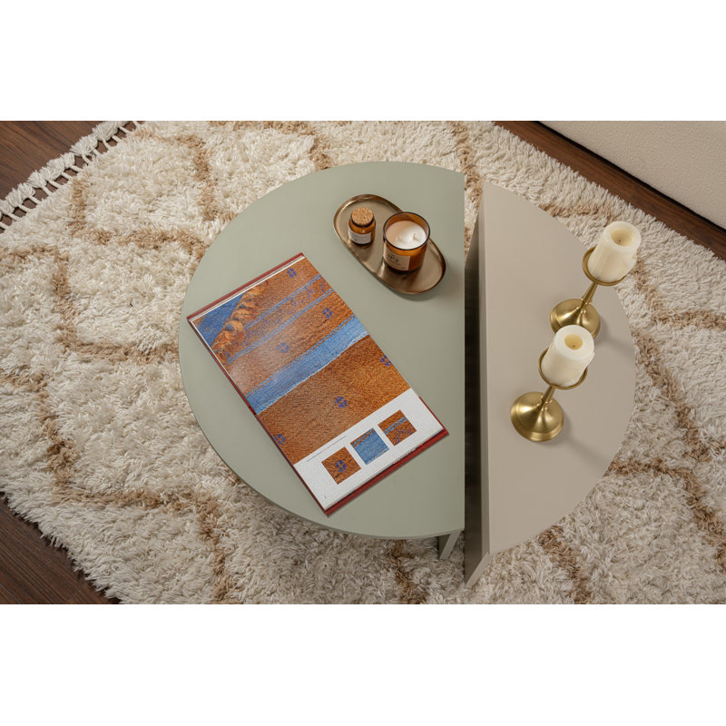 Modern Coffee Table Set (2 Pieces), Ash Green & Sandstone, 35.4 x 23.6 x 11.8 inches & 33.5 x 13.8 x 13.8 inches | 100% Melamine Coated Particle Board, Thickness: 0.71 inches | Stylish & Functional for Living Room Décor