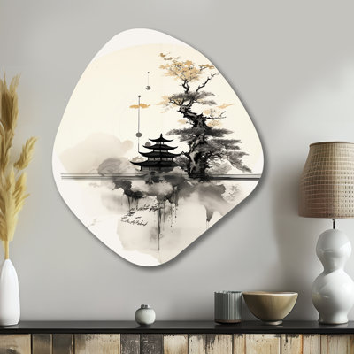 «Asian Art Samurais Landscape II - Art asiatique, impression murale asymétrique, décoration murale en métal de forme unique mondiale