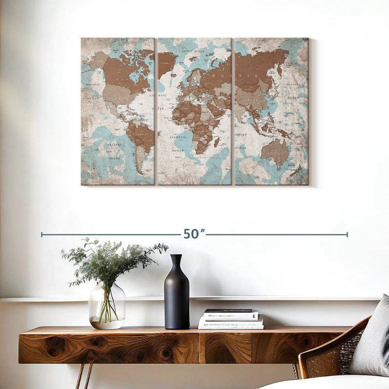 Keiri Geographic World Map VI, 24" H x 38" W
