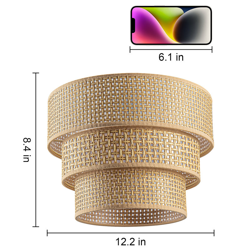 Abat-jour cylindrique de remplacement 12,2 po de diamètre pour abat-jour tambour à 3 niveaux pour salon, Kaki