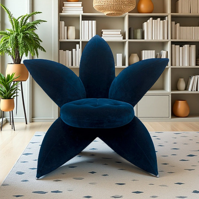 Simple and Creative Flower-Shaped Sofa Chair, Cyan foncé