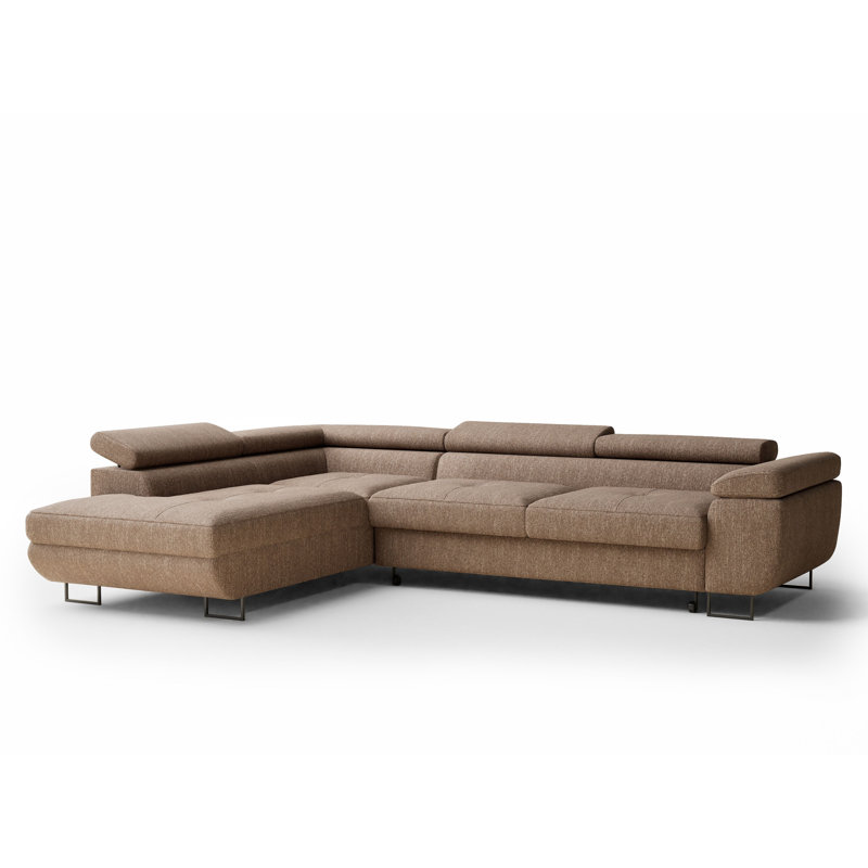 4 Seater Corner Sofa, Brown, Left Hand Facing