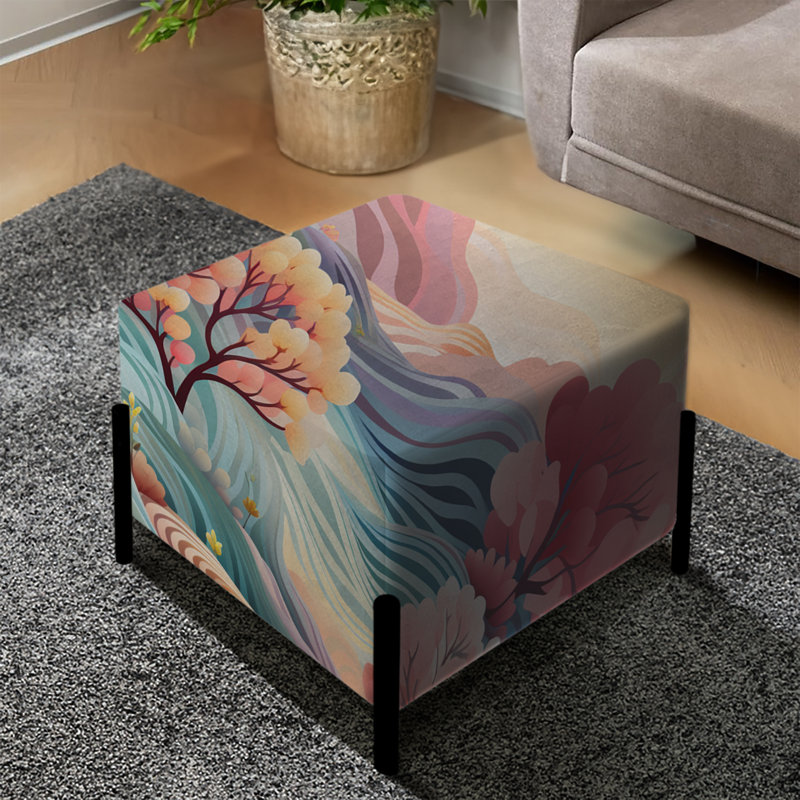 Rose et bleu Dreams Floral Landscape Dream - Repose-pieds carré floral