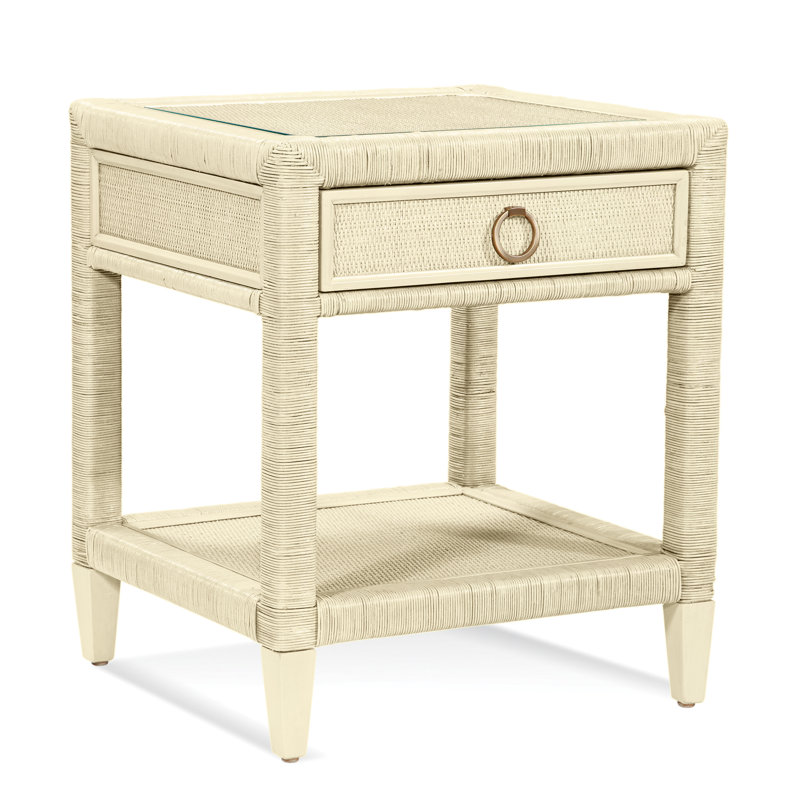Sabal Bay 1 - Drawer Wicker Nightstand, Flax, Satin Nickel