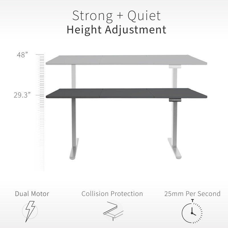 Vivo Electric 60" X 30" Desk, Black/Gray