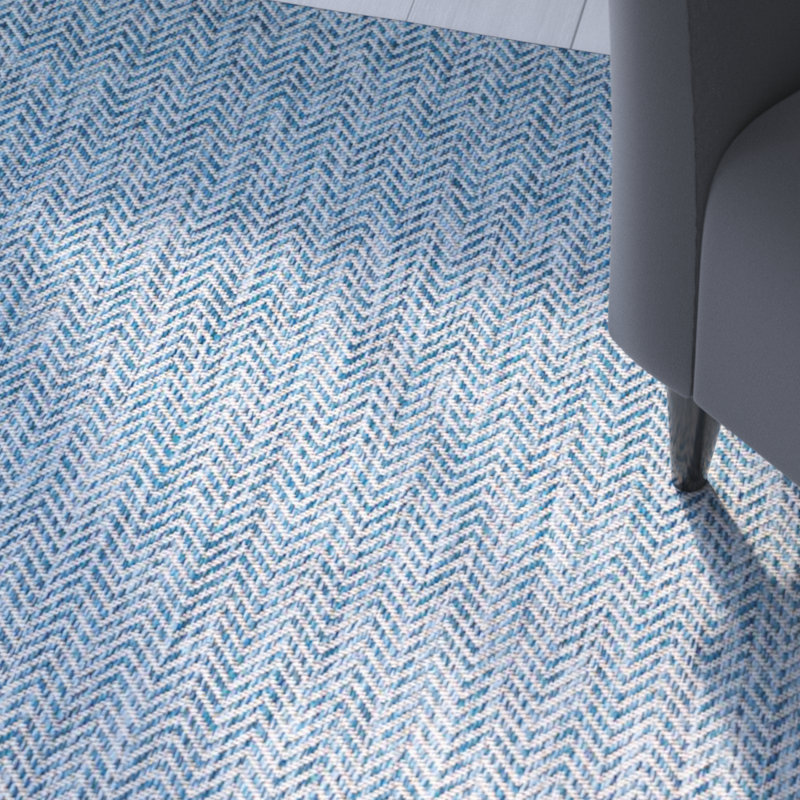 Aevry Navy/Gray Area Indoor/Outdoor Area Rug, Runner 2'3" x 20', Navy