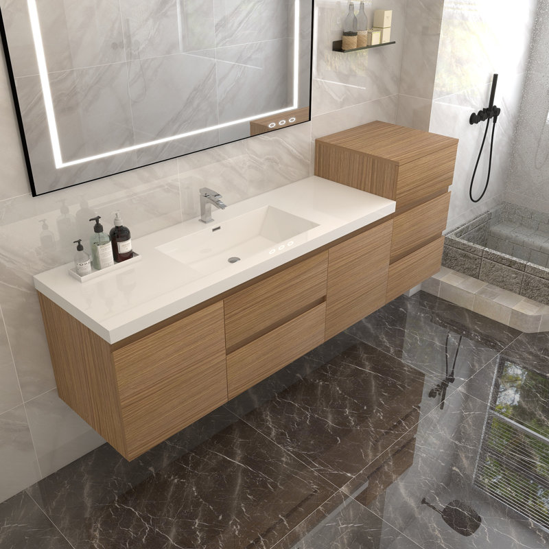 Ensemble de meuble-lavabo mural simple 67 po Moreno Bailey, Palissandre