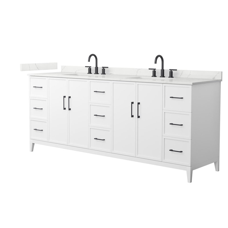 Elan 84'' W Vanity, White, 8" Center, Matte Black