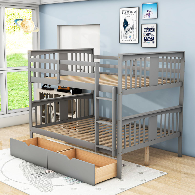 Callas Kids Full Over Full Bunk Bed with Drawers, Gray