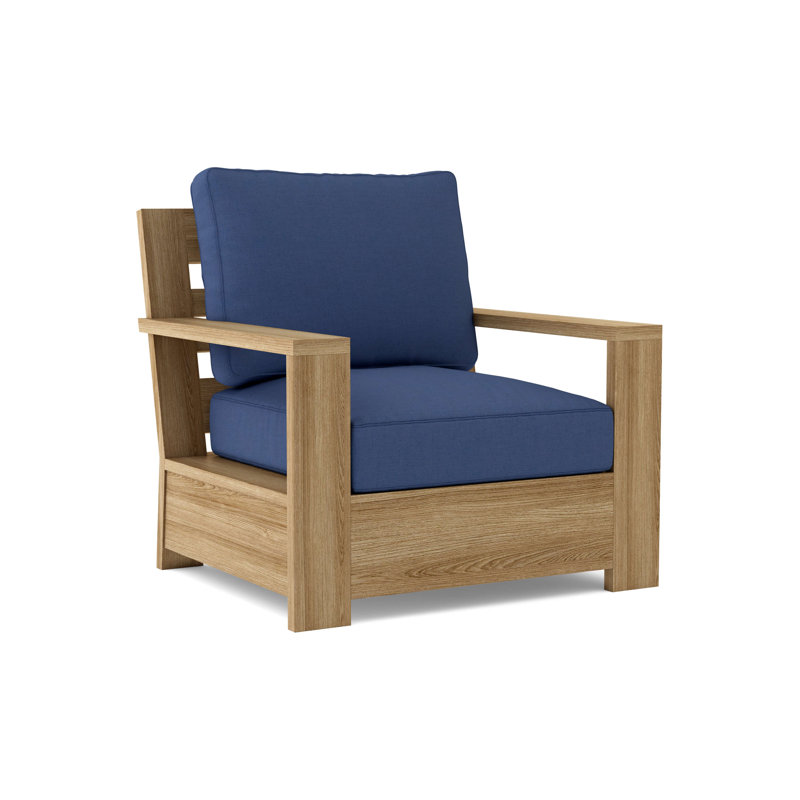 Madera Outdoor Teak Lounge Chair, Canvas Navy Sunbrella® Canvas