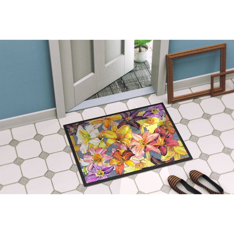 Paillasson antidérapant pour l’intérieur tira Day Lillies, Rectangle 1 pi 6 po x 2 pi 3 po