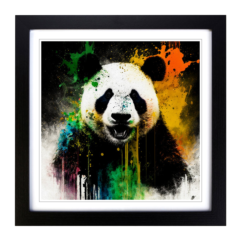 Panda Expressionism - Framed Print, Black