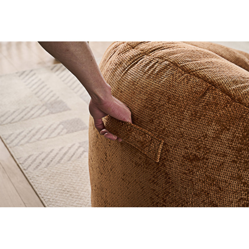 Fauteuil à billes en chenille avec repose-pieds, Chenille orange