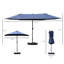 Parasol de patio de 15 pi, structure rectangulaire en acier bleu foncé, cadre à corrosion, manivelle, double face pour le jardin, auvent,