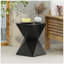 Table d'appoint 14,25 po en béton noir avec texture rustique sculptée à la main et forme symétrique unique - Résistant aux intempéries pour le patio, le jardin ou le balcon