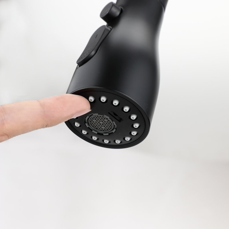 Robinet de cuisine à poignée simple à arche élevée noir mat , Sans distributeur de savon