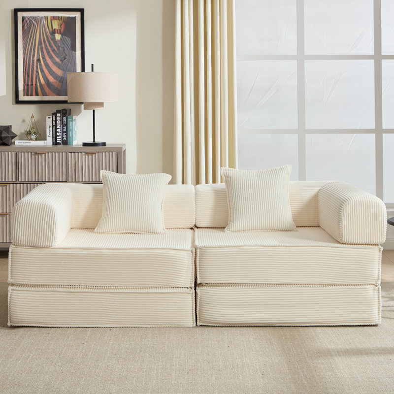 Boneless Two-Seater Modular sofa Bed, Beige