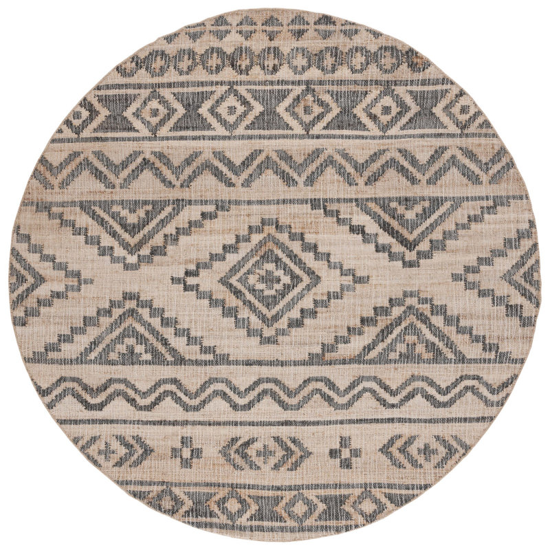 Haywa Hand Loomed Jute, Cotton Southwestern Rug, Round 7'