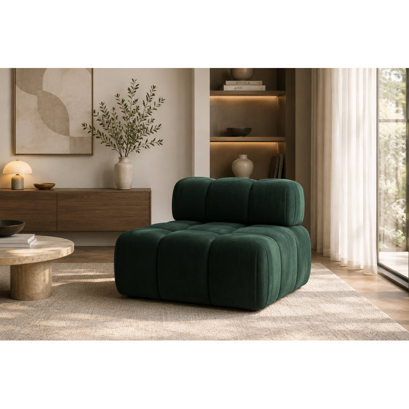 Velvet Sectional, Green Velvet
