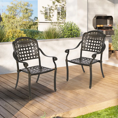 Outdoor Dining Chairs Set Of 2,patio Dining Chairs,outdoor Stacking Dining Armchairs For Kitchen,garden,backyard by HUUHRIN