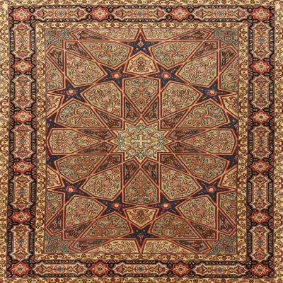 Tapis traditionnel bleu foncé / beige