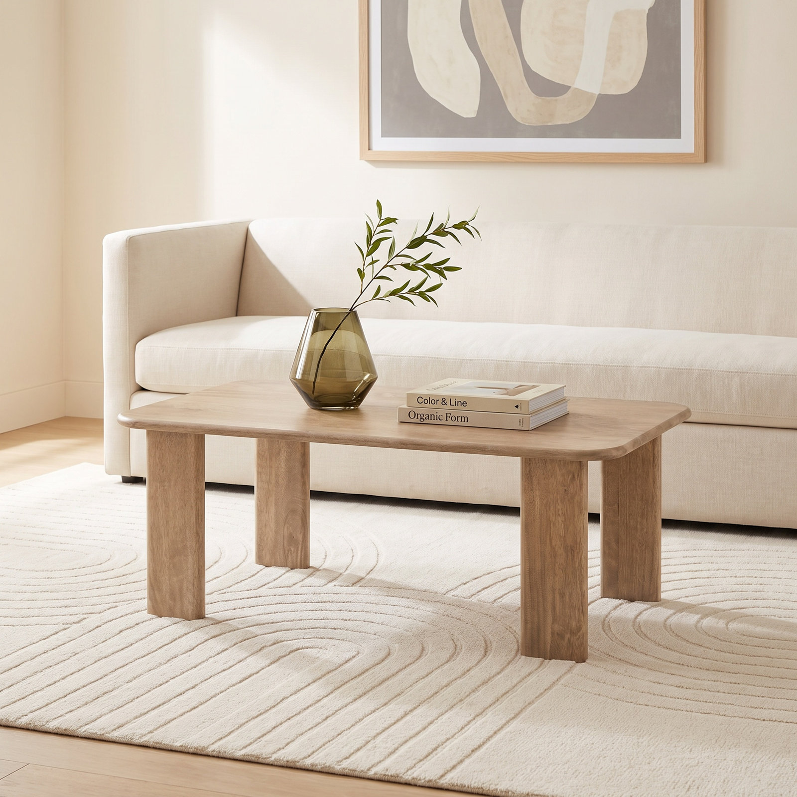 Hepza 48" Mango Coffee Table, Warm Sand