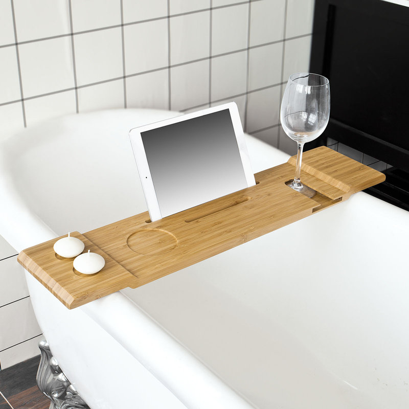 Carruth Bamboo Bath Caddy, 2.5cm H x 70cm W x 15cm D