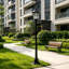 Solar Post Light Streetlight Black Aluminium