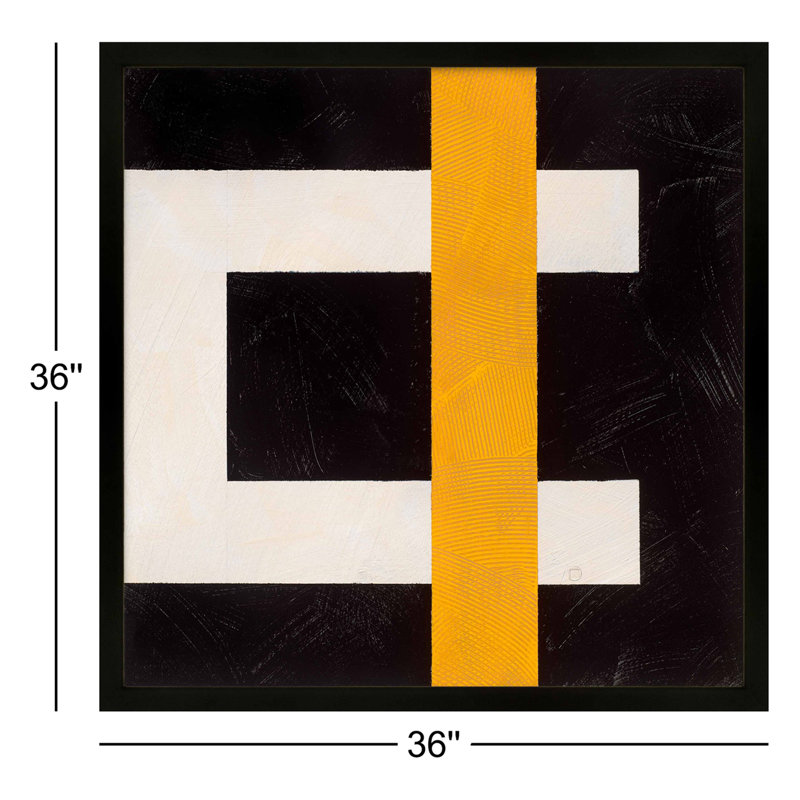 Composition With Yellow 3 Print by Robert Kamnatnik, Black Framed Paper, 36" H x 36" W x 1.25" D