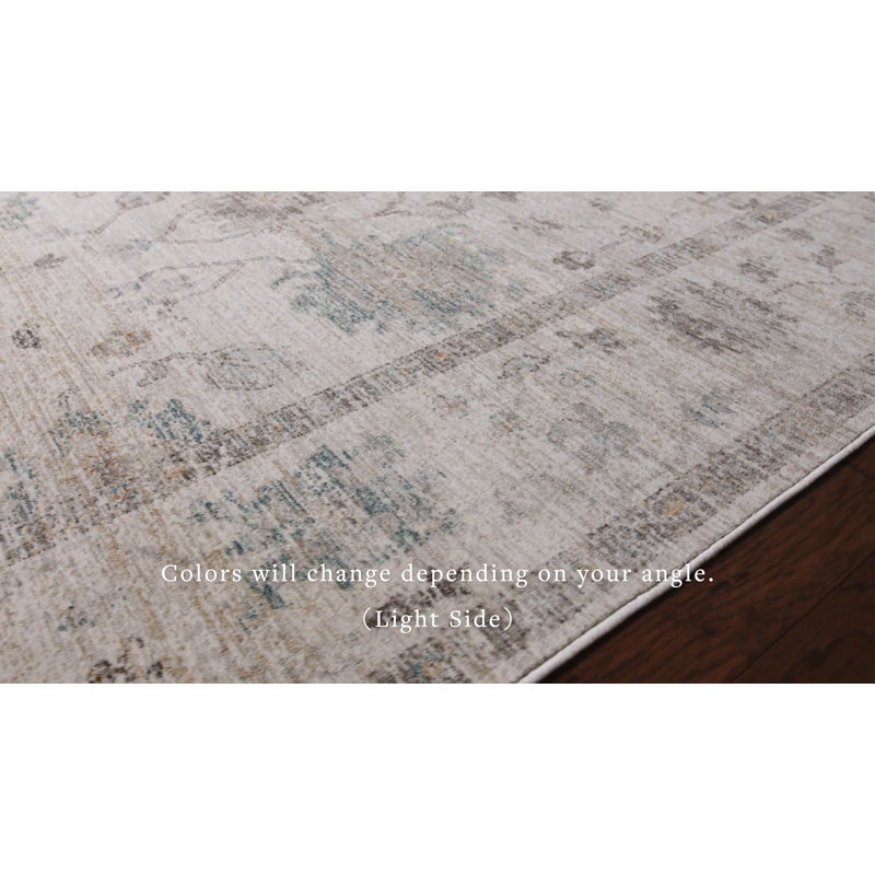 Millie Silver Dove Round Floral Synthetic Area Rug 8x8
