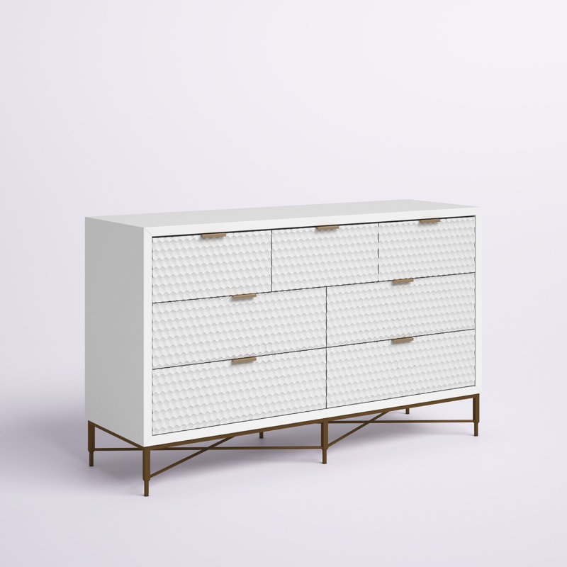 Commode double 7 tiroirs Anketell Honeycomb