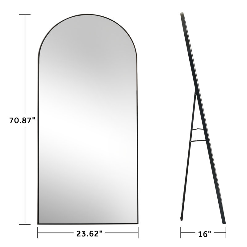Devendri Arched Full Length Mirror, Black, 70.87" x 23.62"