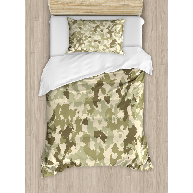 Camo Eclectic Polyester Camouflage Duvet Cover, Twin
