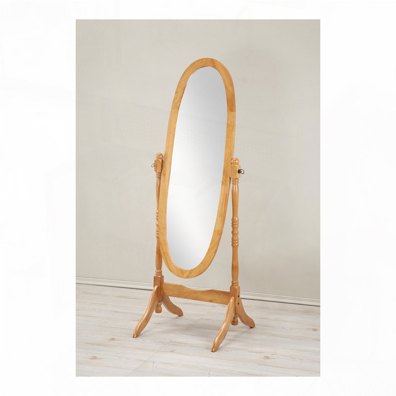 Traditional Queen Anna Style Wood Floor Cheval Mirror Finish, Oak, 59" H x 20" W x 20" D