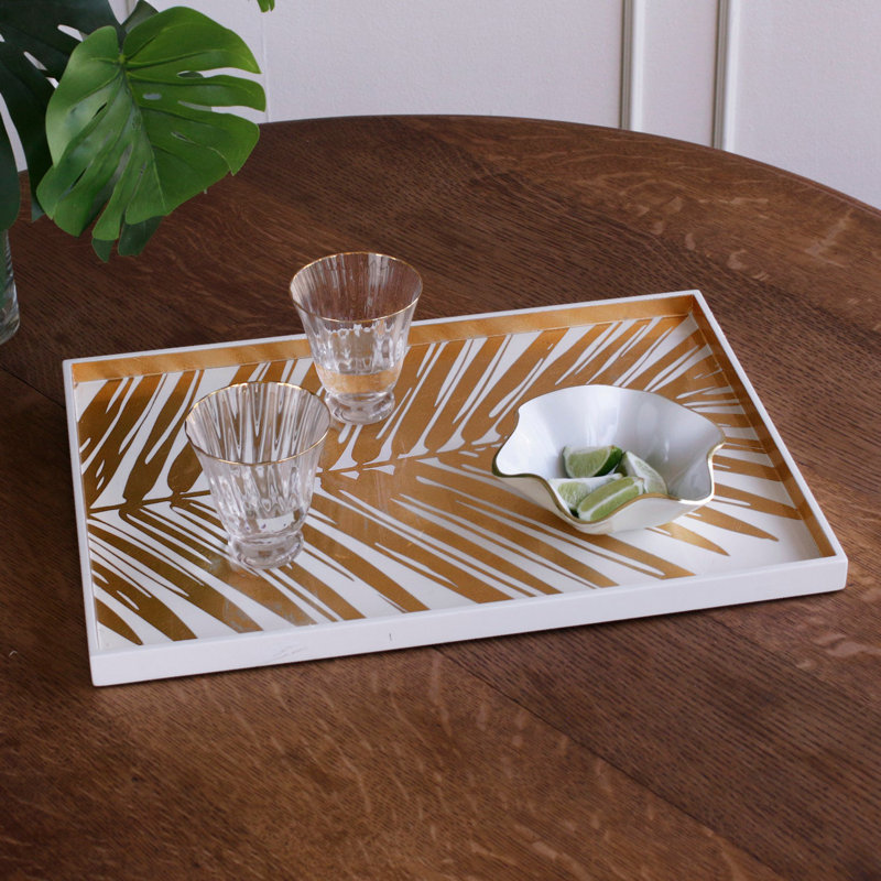 Plateau de palmier laqué Indochine, L 19,75 po x P 13,75 po x H 1 po