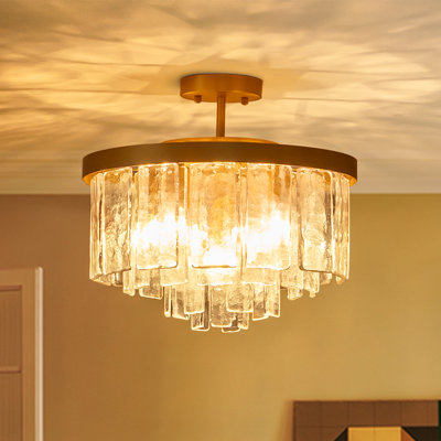 Livingon 5 - Light Tiered Drum Water Glass Ceiling Light