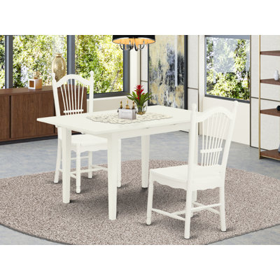 L'ensemble de salle à manger 3 pièces contient une table de salle à manger rectangulaire avec rallonge papillon et 2 chaises de cuisine, lin blanc