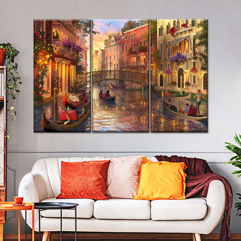 Coucher de soleil romantique à Venise, reproduction d'art sur toile, H 24 po x l 38 po x P 1,25 po