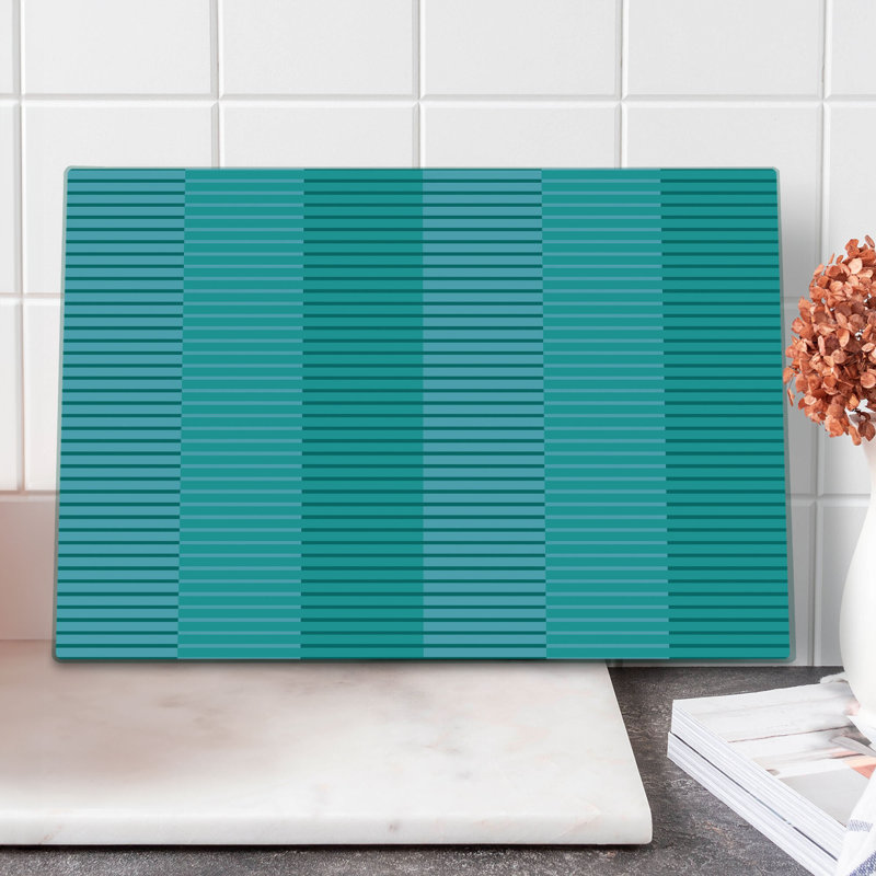 Planche à découper abstraite Ambesonne, grandes rayures numériques, lignes, turquoise, bleu pâle