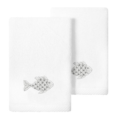 Linum Home Textiles 100% Turkish Cotton FIGI 2PC Embellished Bath Towel Set