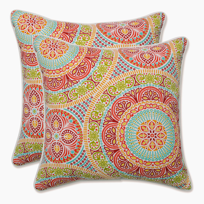 Housse et insert de coussin extérieur d'extérieur, Rouge/orange