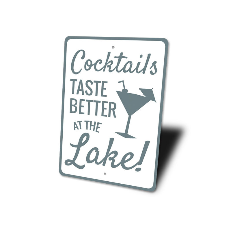 Enseigne en aluminium Cocktail At The Lake, H 14 po x l 10 po x P 0,04 po