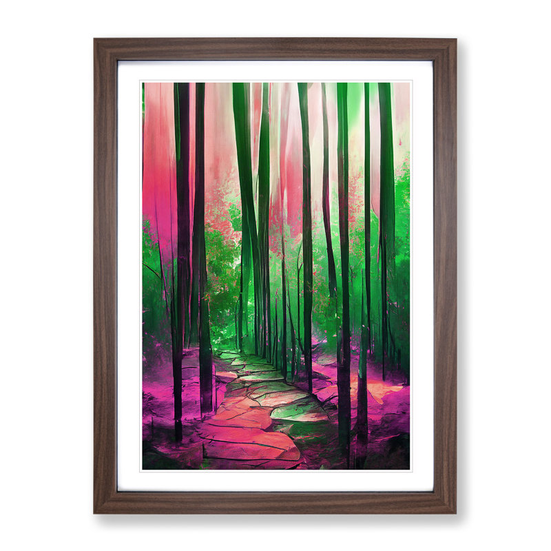 Forest Expressionism No.4 Abstract - Single Picture Frame Painting, 64cm H x 46cm W x 2cm D, Walnut